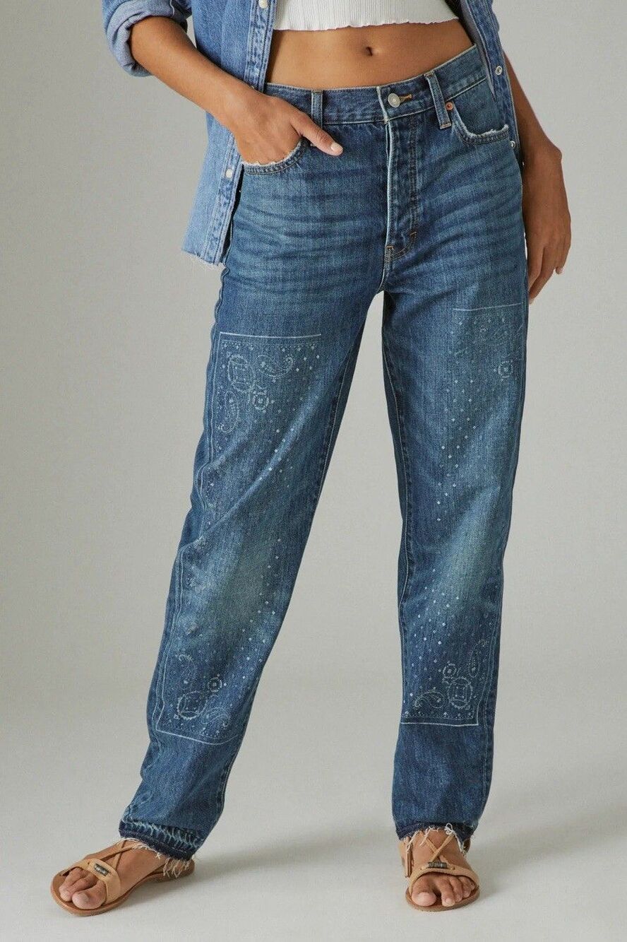 Lucky Brand Lucky Legend Paisley High Rise Taper Drew Mom Jeans - Size 12/31